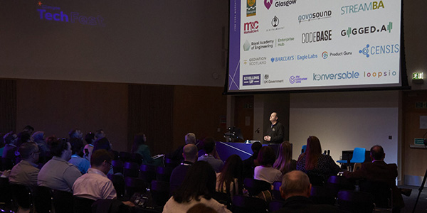 Alisdair Gunn, Project Director for GCID presenting at Glasgow Tech Fest 2023